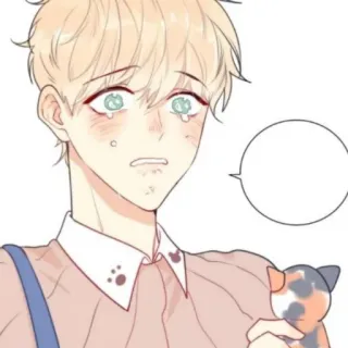 ☁️ Anime, Manga, Ilustración, Lindo, Chico, Triste, Llorando, Gato whatsapp sticker