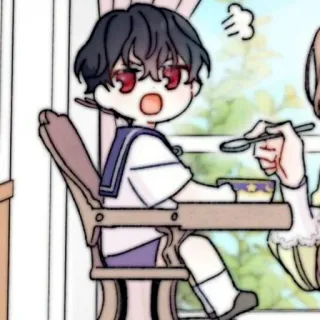 🧸 desenho animado, criança, bebê, alimentação, cadeira alta, anime, fofo whatsapp sticker