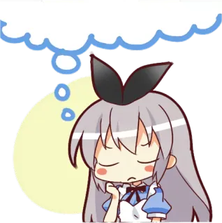 🤔 Anime, Chibi, Denken, Schläfrig, Cartoon telegram sticker