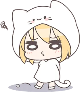 😑 Аниме, Манга, Кот, Каваий, Милый, Мультфильм whatsapp sticker