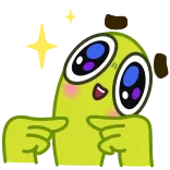 🥺 宇宙人, 可愛い, キラキラ, 緑, 目, 甘い telegram sticker