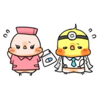 😷 Dessin animé, Infirmière, Docteur, Médical, Mignon, Poussin telegram sticker