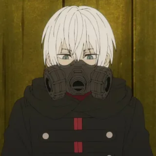 🤍 Anime, Anak laki-laki, Masker gas, Rambut putih telegram sticker