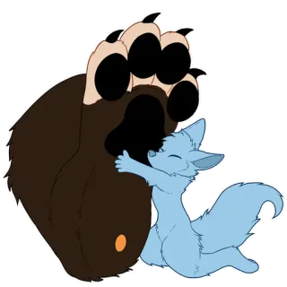 🦊 beruang, cakar, peluk, rubah, imut, kartun telegram sticker