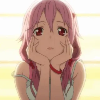 🍧 Inori Yuzuriha Guilty Crown Anime, Dziewczyna, Różowe włosy, Słodka, Inori Yuzuriha telegram sticker