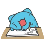 🤤 disegno, carino, animale, blu, tavolo, matita, schizzo telegram sticker