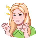 😈 dessin animé, cheveux blonds, fille, femme, personnage, personne whatsapp sticker