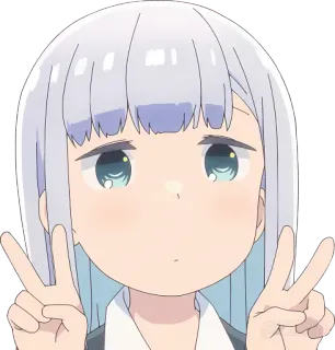 ✌ Fille anime, Signe de paix, Mignon, Dessin animé, Autocollant telegram sticker