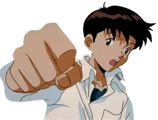 🔷 Shinji Ikari Neon Genesis Evangelion Anime, Adolescente, Pugno, Arrabbiato telegram sticker
