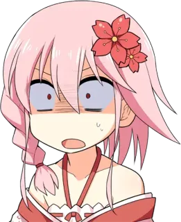 😱 Anime, Sticker, Surpresa, Garota, Cabelo rosa, Rubor whatsapp sticker