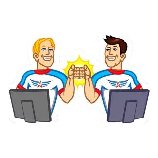 👊 computer, high five, success, teamwork, friendship, collaboration, achievement whatsapp sticker