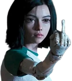 🖕 Alita Alita: Battle Angel Alita, dedo do meio, Battle Angel, cyborgue, ofensivo, atitude whatsapp sticker