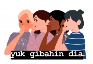 😆 yuk gibahin dia femmes, potins, amis, dessin animé telegram sticker