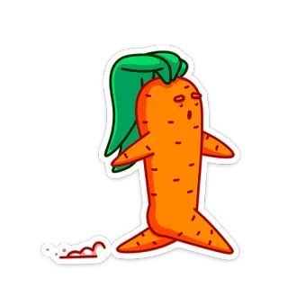 🥴 морковь, овощ, мультфильм, еда, смешной, наклейка whatsapp sticker