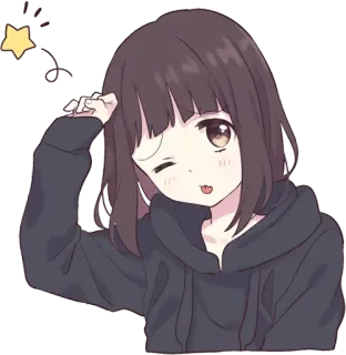 🥴 anime, girl, cute, star, wink, cartoon telegram sticker