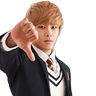 👎 싫어요, 비추천, 아시아인, 한국, 교복 telegram sticker
