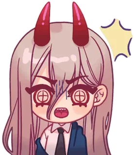 👀 Power Chainsaw Man Anime, Manga, Diavolo, Corna, Scioccato, Arrabbiato telegram sticker