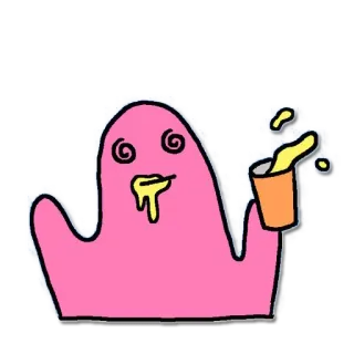 🍻 アニメ, モンスター, ピンク, 飲み物, バケツ, 渦巻き目, 面白い, 可愛い telegram sticker