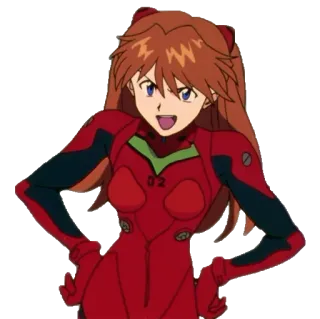 😀 Asuka Langley Soryu Neon Genesis Evangelion Anime, Personnage, Fille, Cheveux roux, Pilote Eva whatsapp sticker
