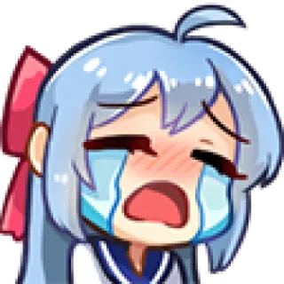 😭 アニメ, 泣く, 悲しい, エモい, 女の子, ちびキャラ telegram sticker