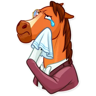 😢 cheval, pleurer, triste, triste, émotions, animal telegram sticker