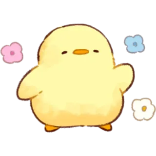 🌺 ลูกเจี๊ยบ, น่ารัก, สัตว์, สีเหลือง, ดอกไม้, คาวาอิ telegram sticker