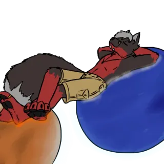 💤 Фурри, Антропоморфный, Расслабляющий, Пляж, Красный, Волк telegram sticker