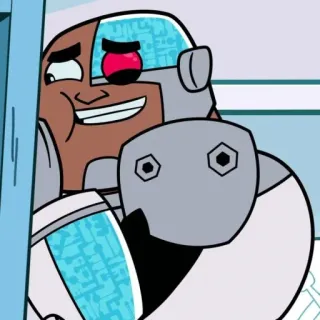✨ Cyborg Teen Titans Cyborg, Teen Titans, cartone animato, personaggio, sorriso, eroe telegram sticker