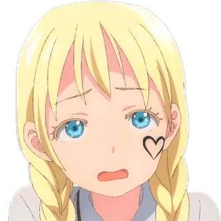 😯 Anime, Garota, Loira, Coração, Fofo, Sticker telegram sticker