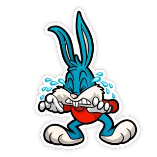 😭 lapin, pleurs, dessin animé, triste, autocollant, animal telegram sticker