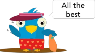 🎑 All the best pássaro, desenho animado, praia, roupa de banho, animal, boa sorte, saudação, fofo telegram sticker