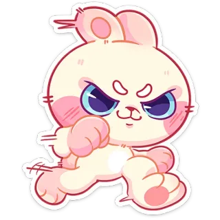 😏 可愛い, ウサギ, 怒り, 動物, 漫画, ステッカー, ピンク, カワイイ telegram sticker