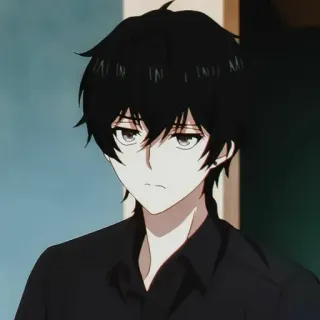 🕳 Anime, Chico, Pelo negro, Dibujos animados, Personaje whatsapp sticker