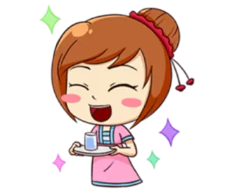 👇 fofo, garota, servindo, água, brilhos whatsapp sticker
