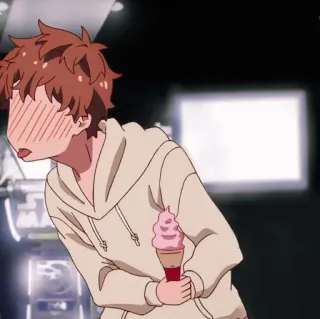 💚 Anime, Glace, Rougir, Sweat à capuche telegram sticker