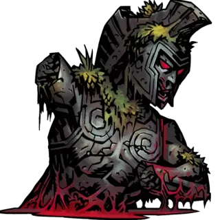 🗿 статуя, броня, кровь, шлем, темный, фэнтези telegram sticker