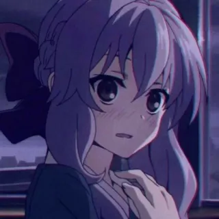 💈 Anime, Manga, Chica, Linda, Sonrojo, Pelo morado telegram sticker