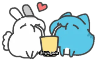 💏 @Sigilo_packs 귀여운, 토끼, 고양이, 마시는, 사랑스러운, 사랑, 카와이, 만화 telegram sticker