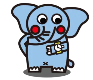 ⌚ Elefant, Tier, Cartoon, Sticker, Blau, Uhr, Uhr telegram sticker