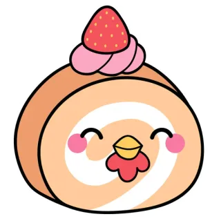 🍨 gâteau, fraise, dessert, kawaii, mignon, sucré, dessin animé whatsapp sticker