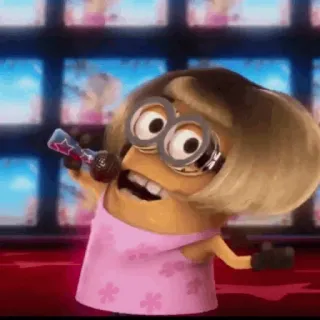 🍌 Minion Minion, Singen, Mikrofon, Lustig, Cartoon telegram sticker