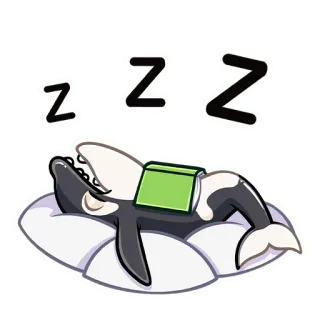 😴 ZZZ 범고래, 고래, 잠자는, 베개, zzz, 만화 telegram sticker