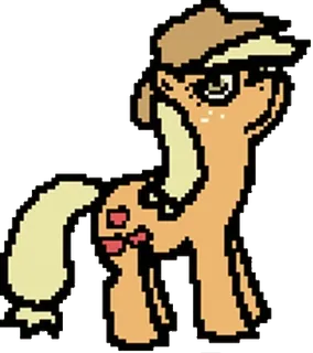 😞 Applejack Pony, Animale, Carino, Cavallo, Cartone animato, Pixel art, My Little Pony telegram sticker