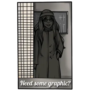 👂 Need some graphic? графический дизайн, иллюстрация, женщина, очки, шляпа telegram sticker