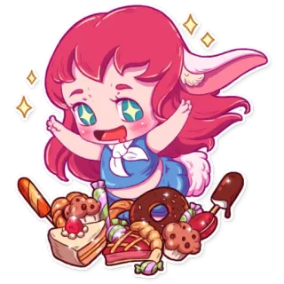 🍽 fofo, desenho animado, comida, sobremesa, anime, chibi telegram sticker