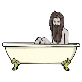 🛀 Mann, Bad, Badewanne, Bart, Vintage, Porträt telegram sticker