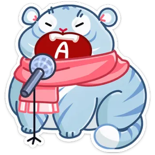 🎤 สัตว์, หมี, ไมโครโฟน, ผ้าพันคอ, ร้องเพลง telegram sticker