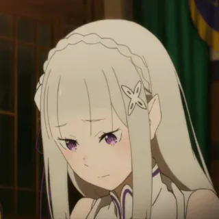 🤍 Emilia Re:Zero Anime, Elfo, Waifu, Emilia, Re:Zero, Carino, Triste telegram sticker