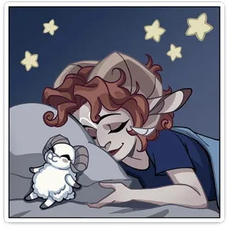 ⭐ sen, owca, marzenie, noc, gwiazdy, kreskówka, elf telegram sticker