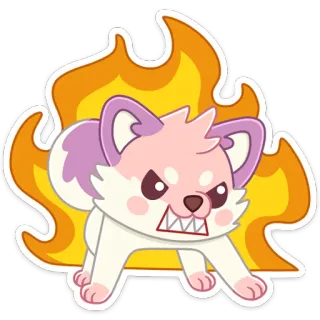 🔥 собака, злой, пламя, наклейка, мультфильм, животное, питомец telegram sticker